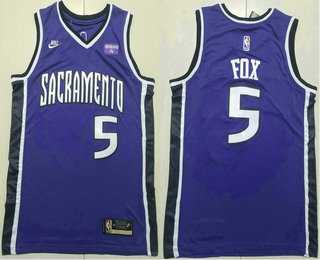 Mens Sacramento Kings #5 DeAaron Fox Purple 2024 City Edition Swingman Sponsor Stitched Jersey->sacramento kings->NBA Jersey